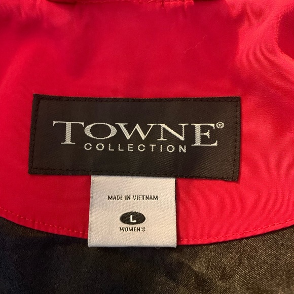 Towne Collection Red Trench Coat Jacket Large London Fog - Picture 11 of 13